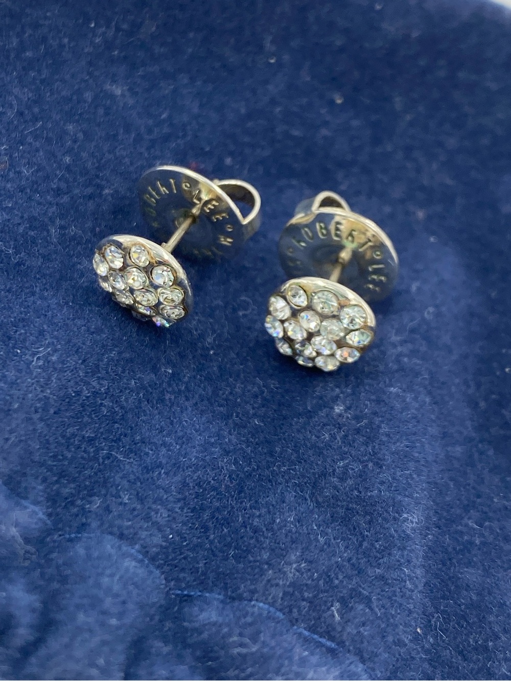 Robert Lee Morris Silver Rhinestone Circular Round Stud Earrings